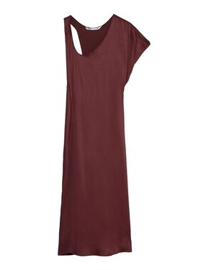 Zara Asymmetrical Wine Red Slip Dress